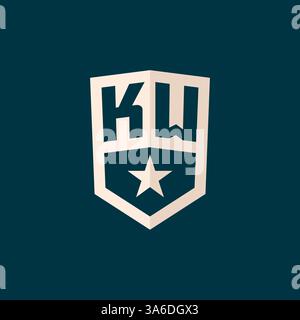 Initial KW logo star shield symbol with simple design vector graphic Stock Vector
