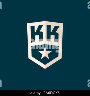 Initial KK logo star shield symbol with simple design vector graphic Stock Vector