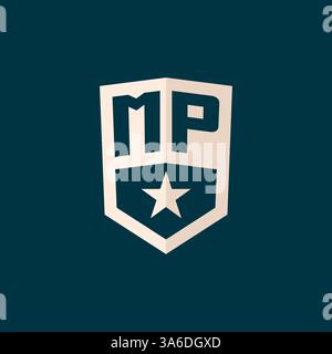 Initial MP logo star shield symbol with simple design vector graphic Stock Vector