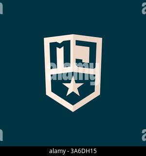 Initial MJ logo star shield symbol with simple design vector graphic Stock Vector