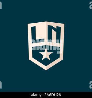 Initial LN logo star shield symbol with simple design vector graphic Stock Vector