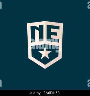 Initial NE logo star shield symbol with simple design vector graphic Stock Vector