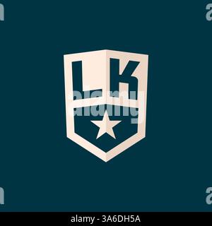 Initial LK logo star shield symbol with simple design vector graphic Stock Vector