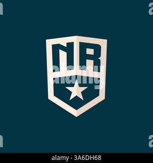 Initial NR logo star shield symbol with simple design vector graphic Stock Vector