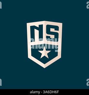 Initial NS logo star shield symbol with simple design vector graphic Stock Vector