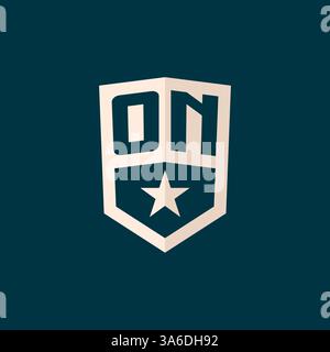 Initial ON logo star shield symbol with simple design vector graphic Stock Vector