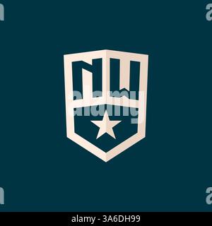 Initial NW logo star shield symbol with simple design vector graphic Stock Vector
