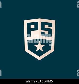 Initial PS logo star shield symbol with simple design vector graphic Stock Vector