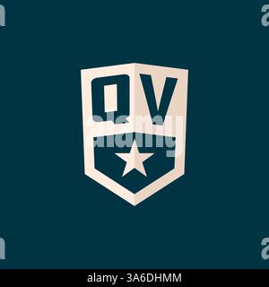 Initial QV logo star shield symbol with simple design vector graphic Stock Vector