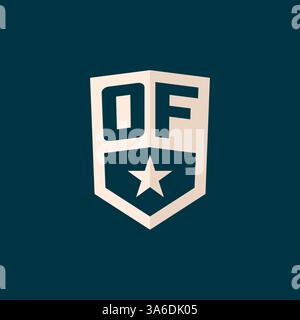 Initial OF logo star shield symbol with simple design vector graphic Stock Vector