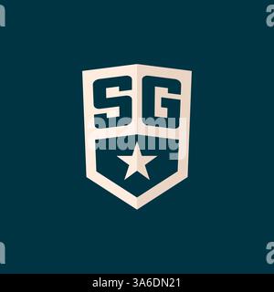 Initial SG logo star shield symbol with simple design vector graphic Stock Vector