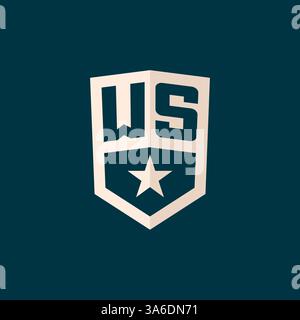 Initial WS logo star shield symbol with simple design vector graphic Stock Vector