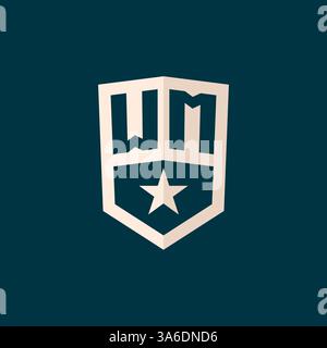 Initial WM logo star shield symbol with simple design vector graphic Stock Vector