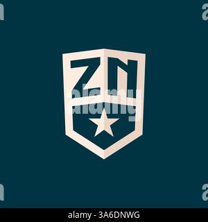 Initial ZN logo star shield symbol with simple design vector graphic Stock Vector