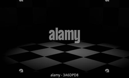 3D model of a chessboard with a beam of light in the dark, game, chess, chessboard Stock Photo
