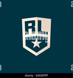 Initial RL logo star shield symbol with simple design vector graphic Stock Vector