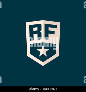 Initial RF logo star shield symbol with simple design vector graphic Stock Vector