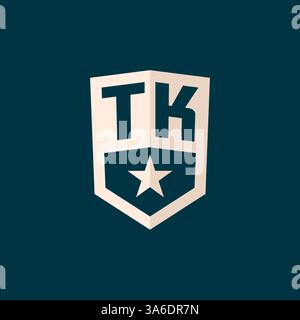 Initial TK logo star shield symbol with simple design vector graphic Stock Vector