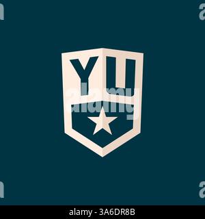 Initial YU logo star shield symbol with simple design vector graphic Stock Vector