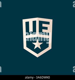 Initial WE logo star shield symbol with simple design vector graphic Stock Vector