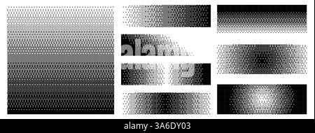 Set Bitmap Gradient Pattern Texture Abstract Background Pixel Art. Stock Vector