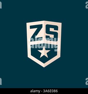 Initial ZS logo star shield symbol with simple design vector graphic Stock Vector
