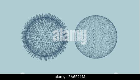 3d sphere with connected lines and dots. Abstract vector illustration for science, medicine, education. Stock Vector