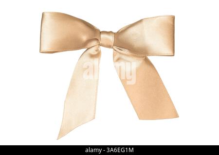 Satin beige bow isolated cutout on white background Stock Photo