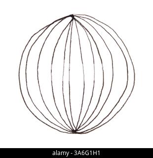 Intricate wireframe sphere design on transparent background with symmetrical patterns. Stock Photo