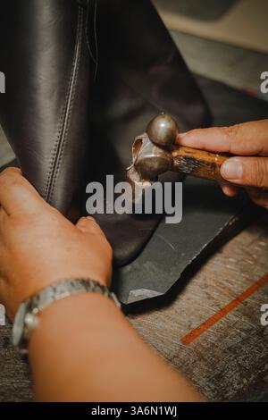 Leather goods handmade by artisans in Ecuador Stock Photo