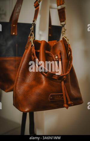 Leather goods handmade by artisans in Ecuador Stock Photo