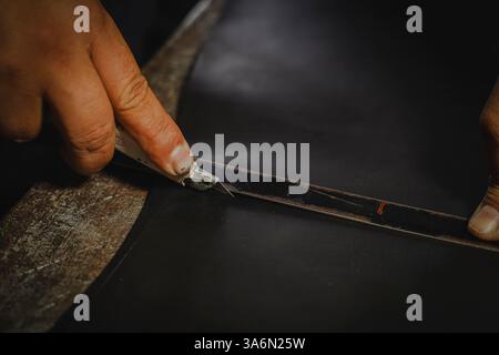 Leather goods handmade by artisans in Ecuador Stock Photo