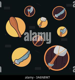 Set of different medieval weapon icons Vector Stock Vector