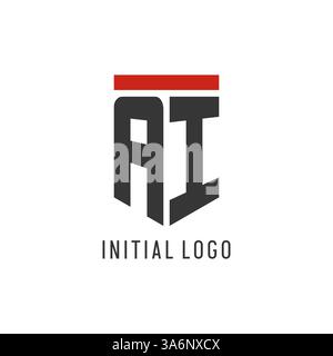 AI initial esport logo with simple shield design style vector graphic Stock Vector
