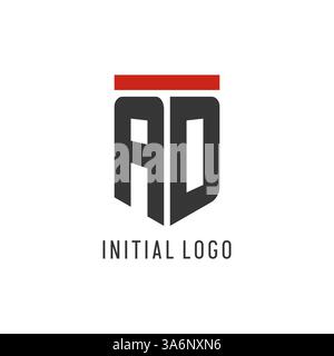 AD initial esport logo with simple shield design style vector graphic Stock Vector