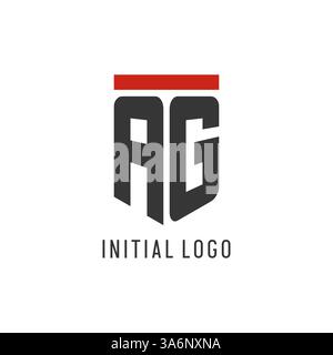 AG initial esport logo with simple shield design style vector graphic Stock Vector