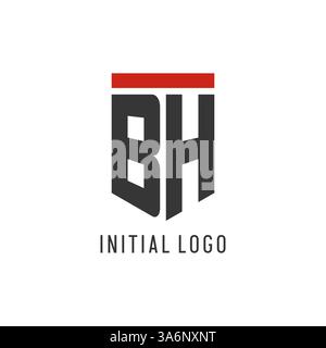 BH initial esport logo with simple shield design style vector graphic Stock Vector