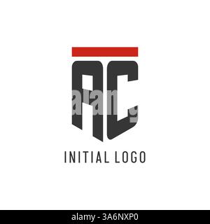 AC initial esport logo with simple shield design style vector graphic Stock Vector