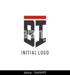 BI initial esport logo with simple shield design style vector graphic Stock Vector
