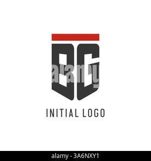 BG initial esport logo with simple shield design style vector graphic Stock Vector
