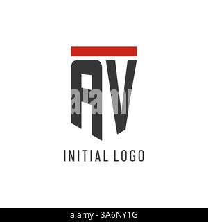 AV initial esport logo with simple shield design style vector graphic Stock Vector