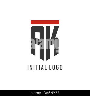 AK initial esport logo with simple shield design style vector graphic Stock Vector