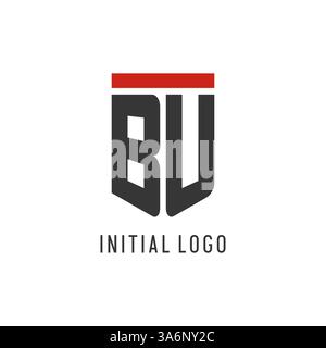 BU initial esport logo with simple shield design style vector graphic Stock Vector