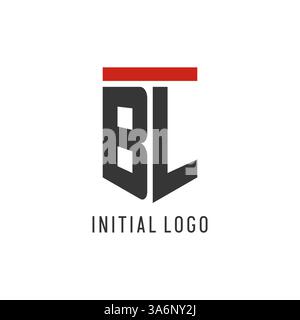 BL initial esport logo with simple shield design style vector graphic Stock Vector
