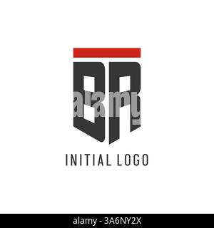 BR initial esport logo with simple shield design style vector graphic Stock Vector