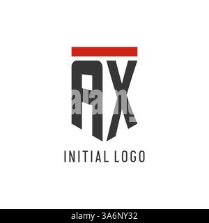 AX initial esport logo with simple shield design style vector graphic Stock Vector