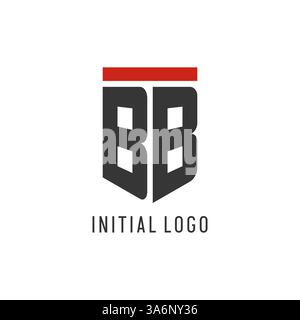 BB initial esport logo with simple shield design style vector graphic Stock Vector