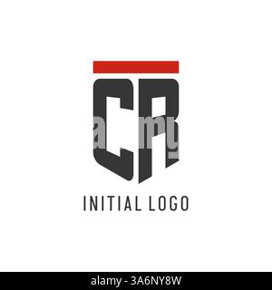 CR initial esport logo with simple shield design style vector graphic Stock Vector