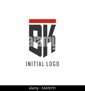 BK initial esport logo with simple shield design style vector graphic Stock Vector