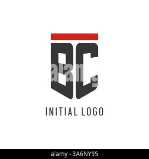 BC initial esport logo with simple shield design style vector graphic Stock Vector